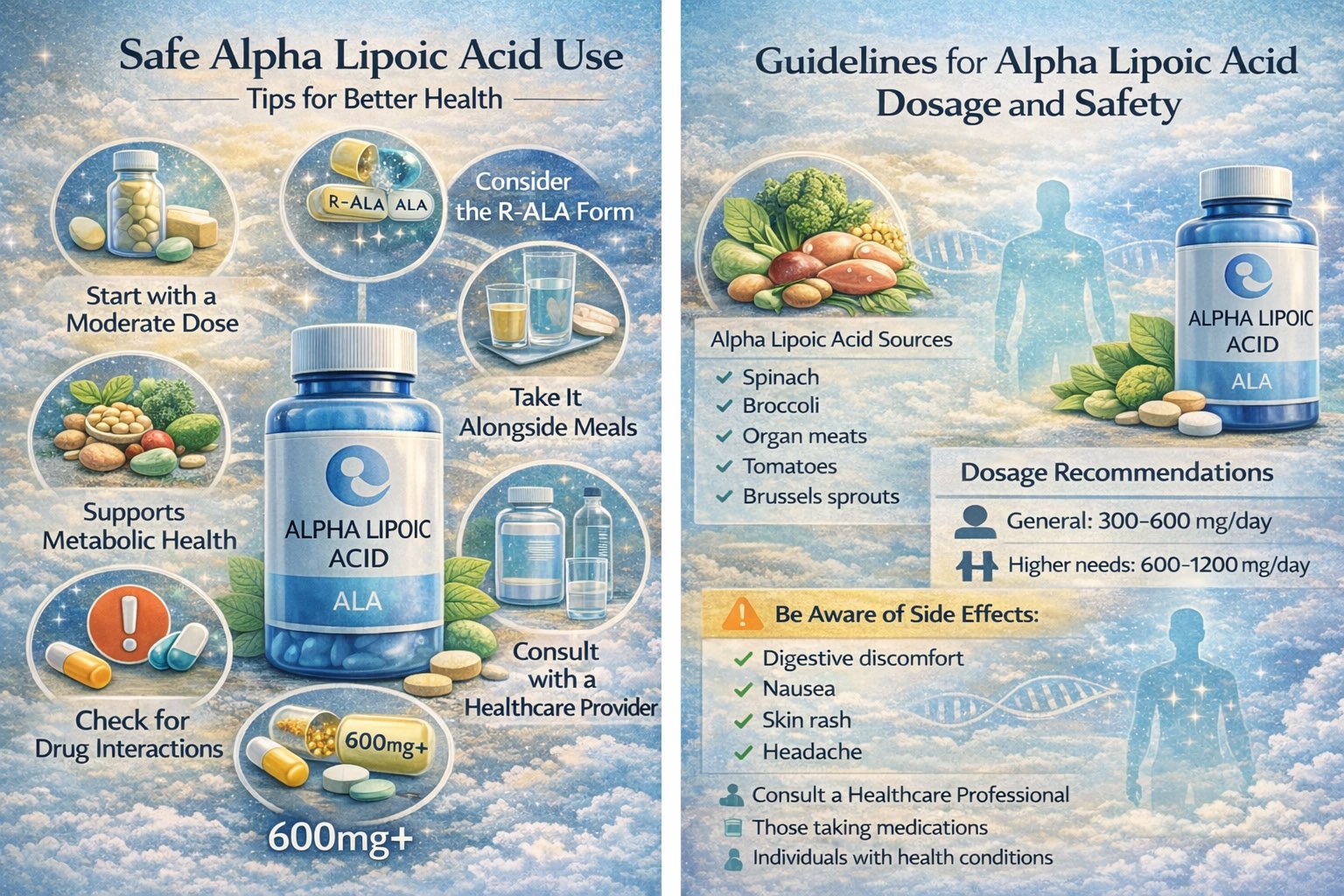 Alpha lipoic acid supplement dosage recommendations and safe use guidelines for daily antioxidant and metabolic health support