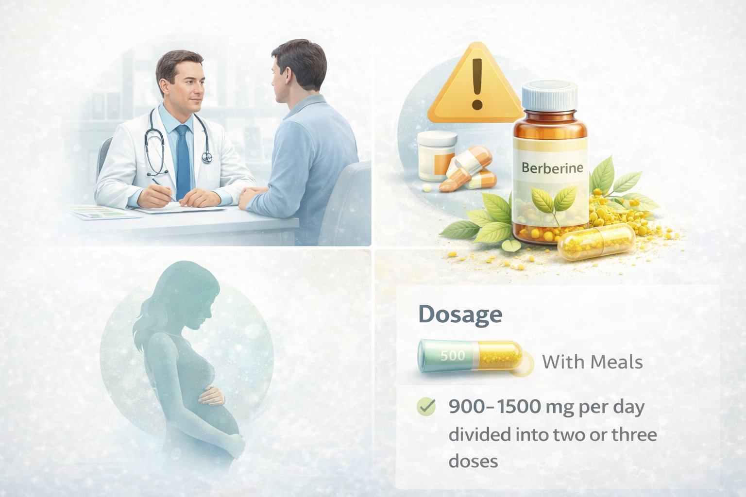 Berberine safety guidelines including medication interactions, pregnancy caution, and proper supplement use