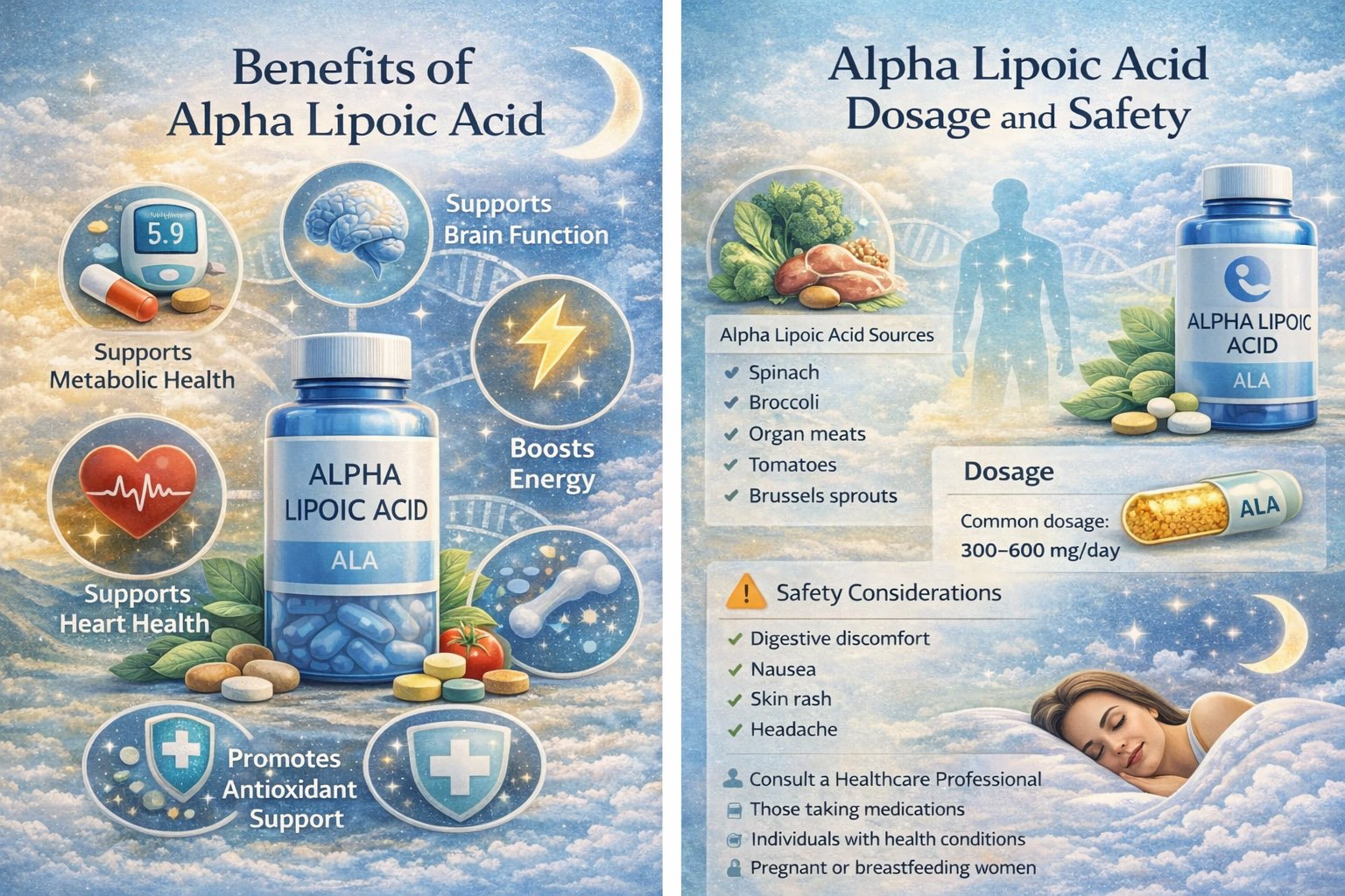 Alpha lipoic acid supplement benefits, dosage guidance, and safety considerations for metabolic health, energy, and overall wellness