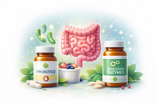 Supplements that support digestion, gut microbiome balance, and digestive health