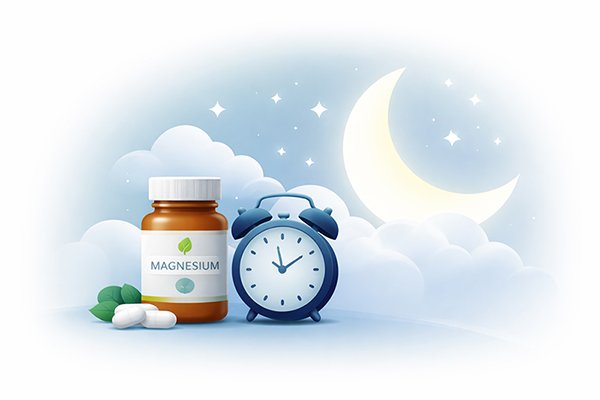 Sleep support supplements including magnesium to help relaxation and improve sleep quality