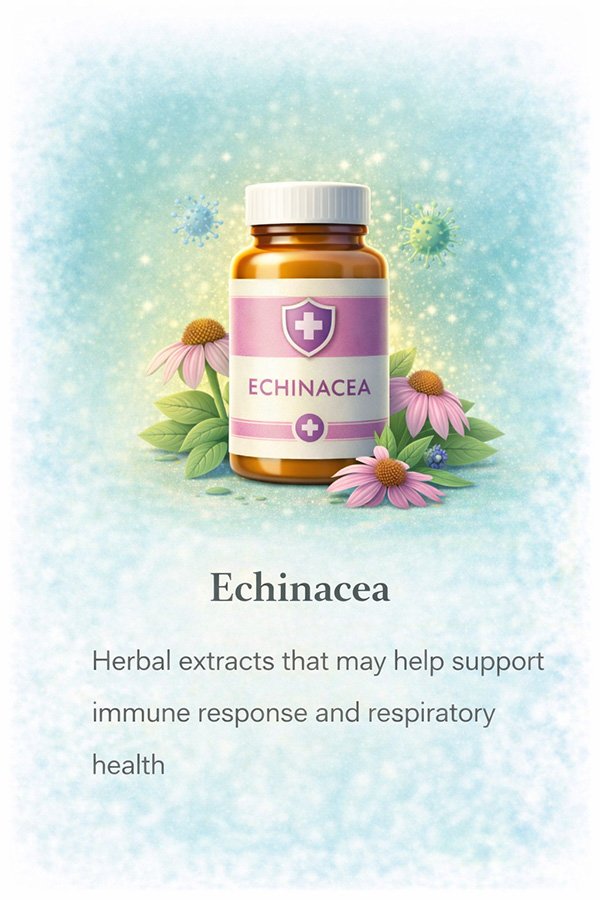 Echinacea supplement supporting immune system function and respiratory health