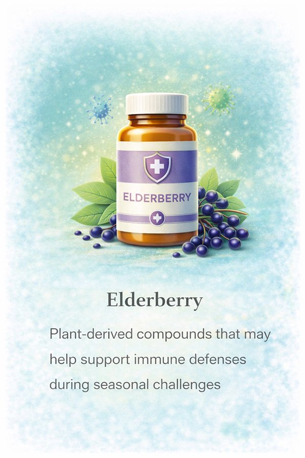 Elderberry supplement supporting immune system function and antioxidant protection
