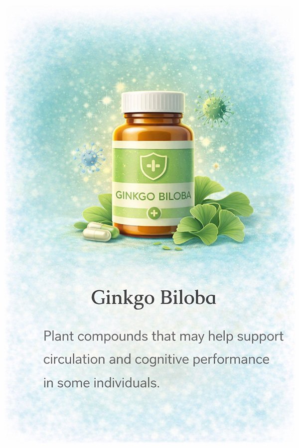 Ginkgo biloba supplement supporting memory, focus and cognitive function