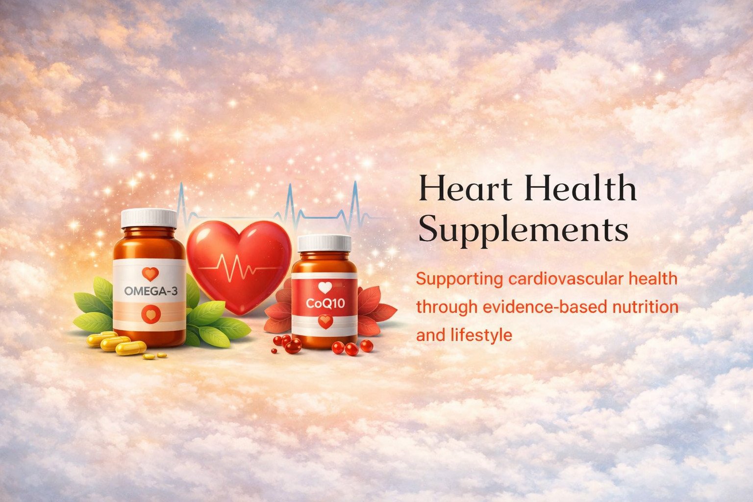 Heart health supplements supporting cardiovascular health, cholesterol balance, and blood pressure