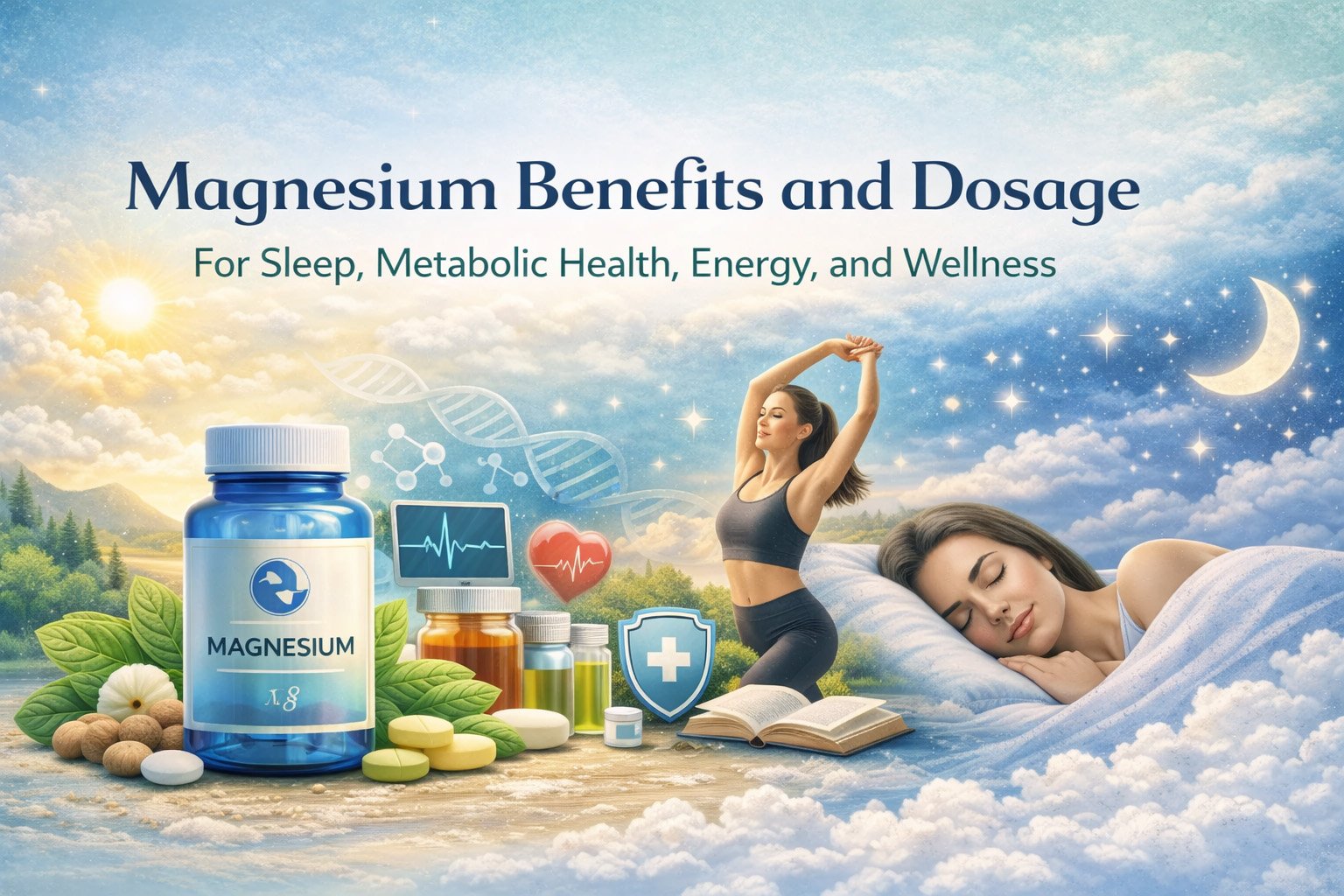 Magnesium supplement supporting sleep, energy, metabolic health, heart health, and overall wellness