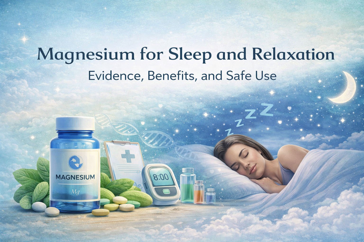 Magnesium supplements for sleep and relaxation as part of a healthy nighttime routine and balanced lifestyle