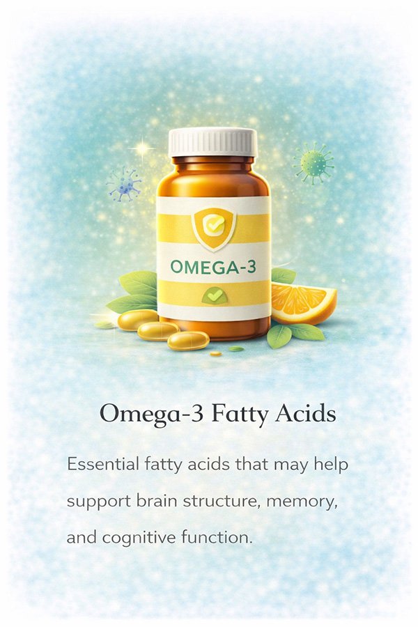 Omega-3 fatty acids supplement supporting brain health, memory and heart health