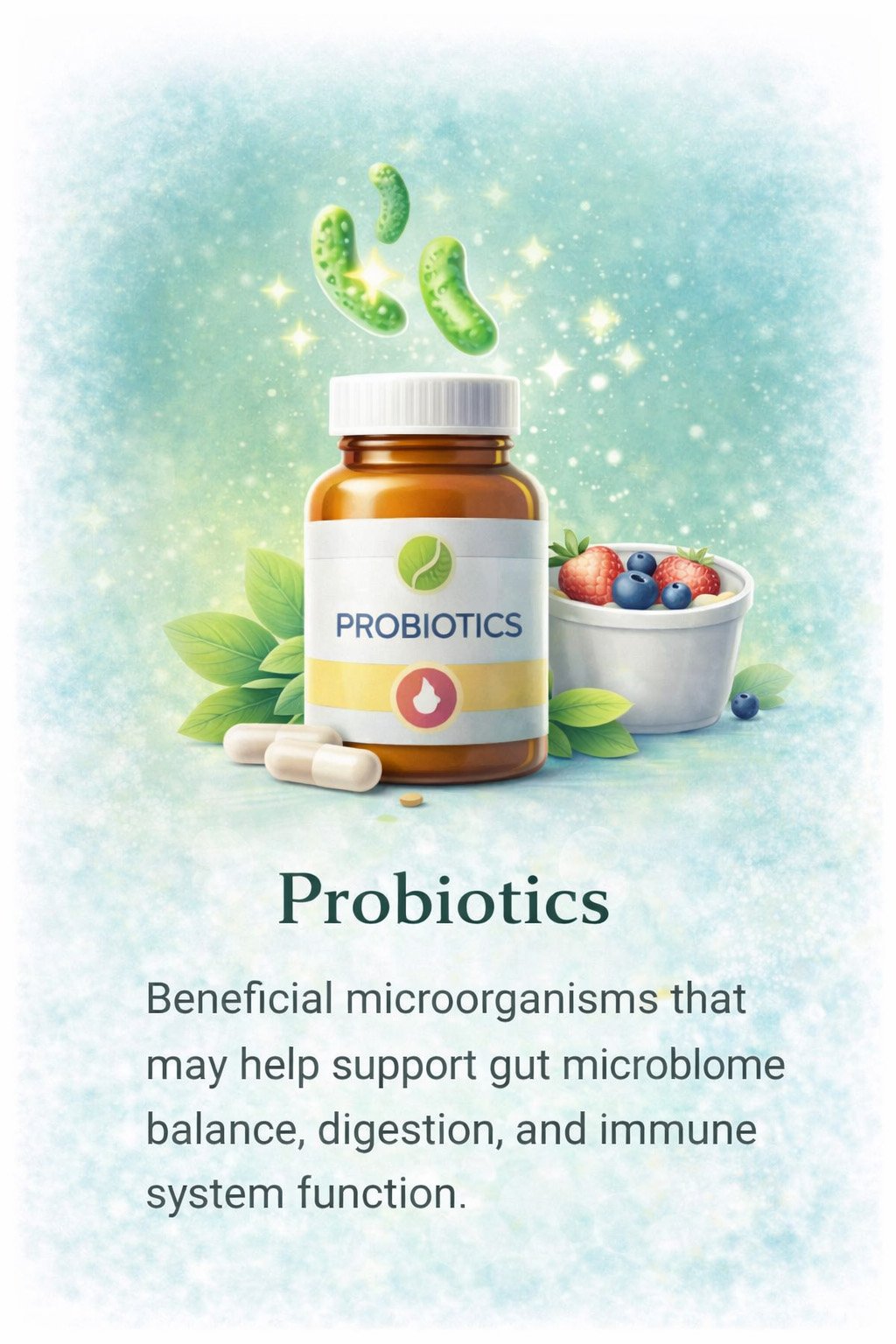 Probiotics supplement supporting gut microbiome balance, digestion and immune health