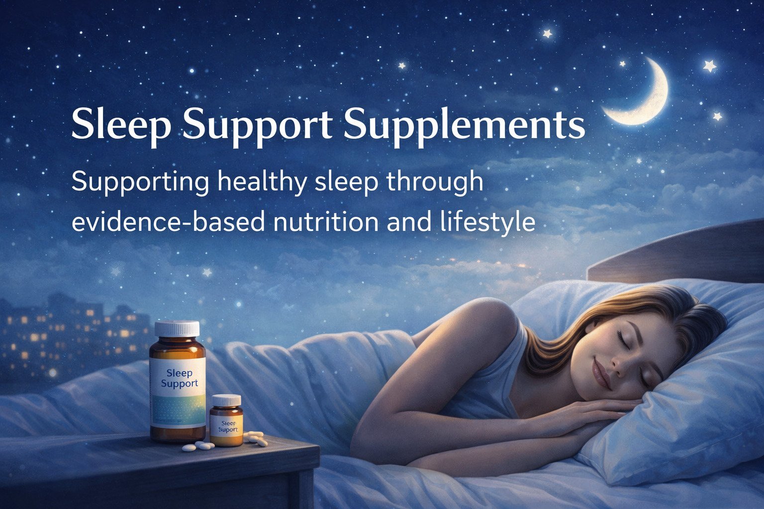 Sleep support supplements as part of a healthy nighttime routine including relaxation and consistent sleep habits