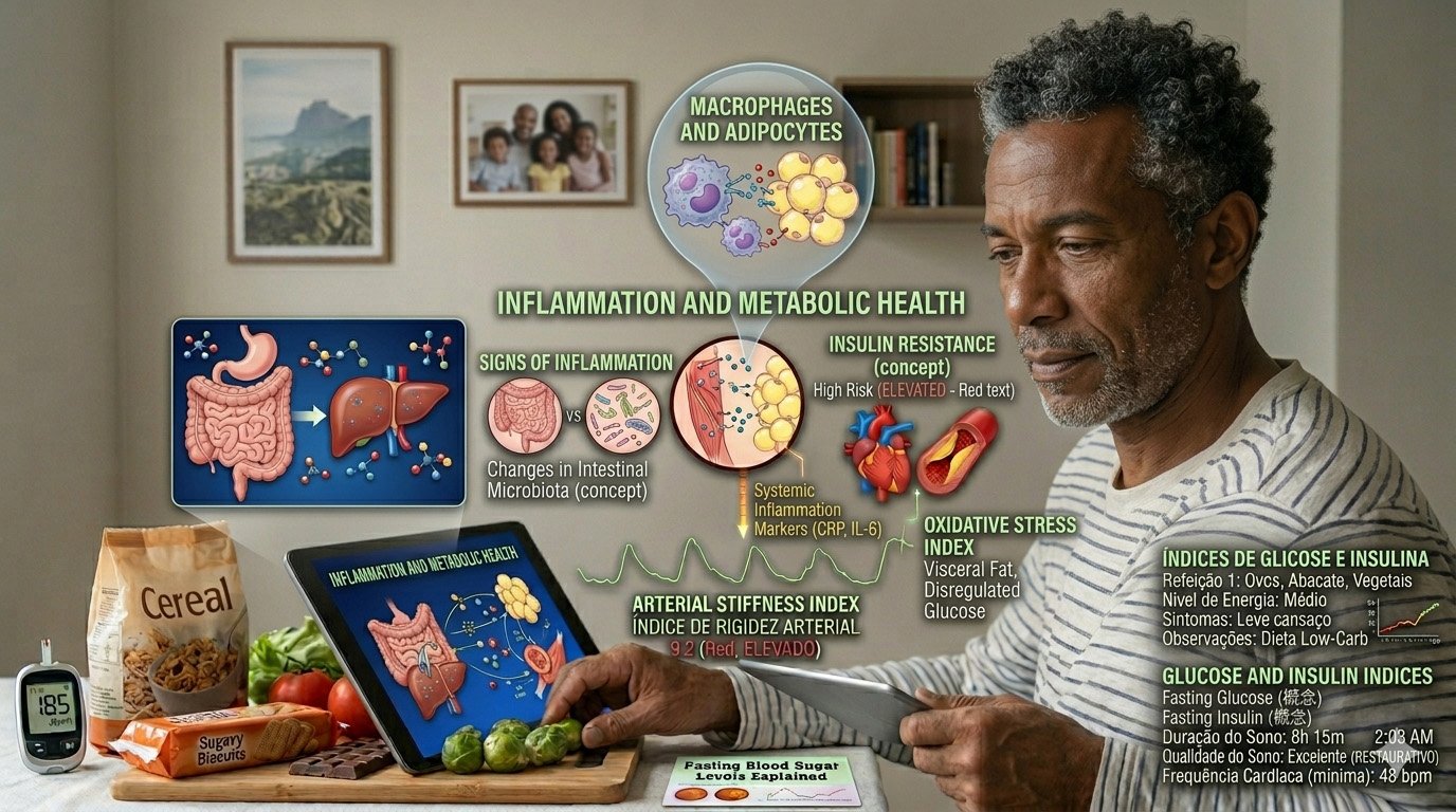 Adult reviewing information about chronic inflammation and metabolic health to support disease prevention and healthy metabolism