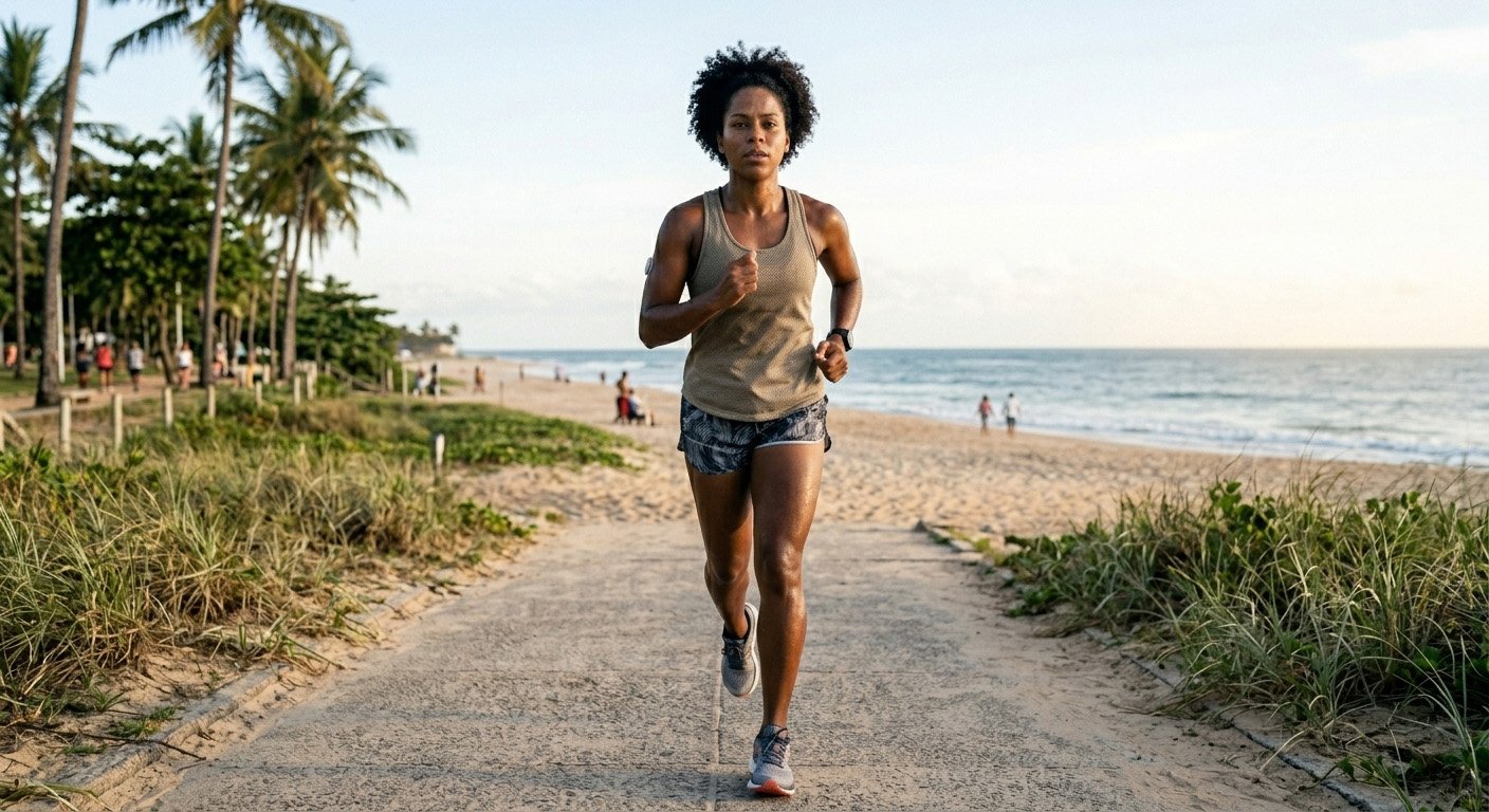 Runner exercising outdoors to support metabolism and energy production through physical activity