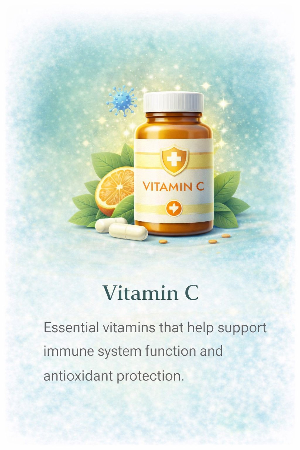 Vitamin C supplement supporting immune function, antioxidant protection and overall health