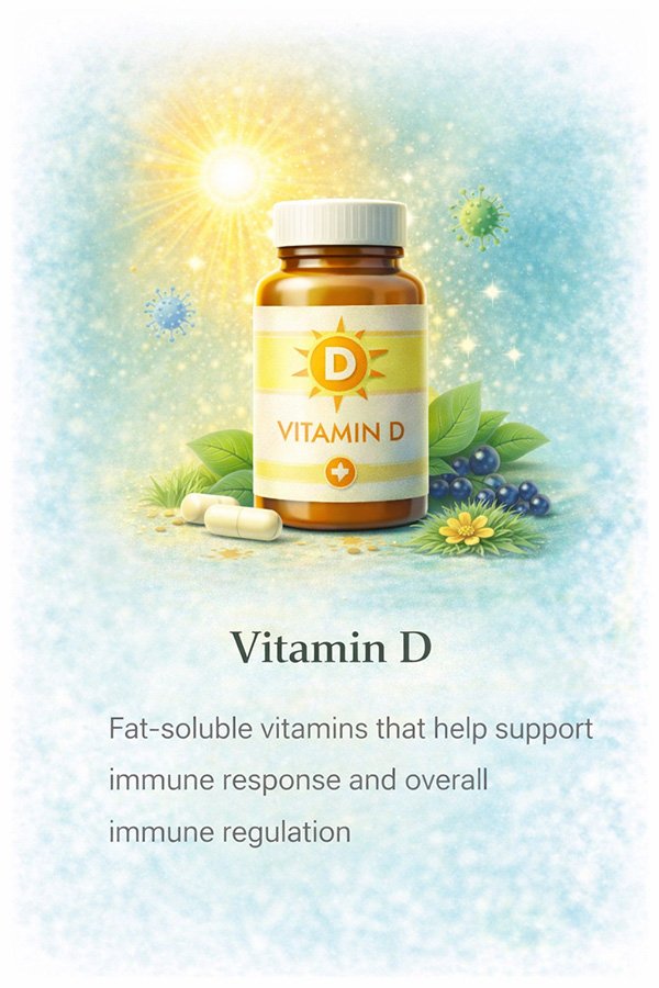 Vitamin D supplement supporting bone health, immune function and calcium absorption