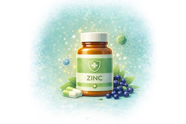 Bottle of zinc supplement representing immune support, healing, and overall health