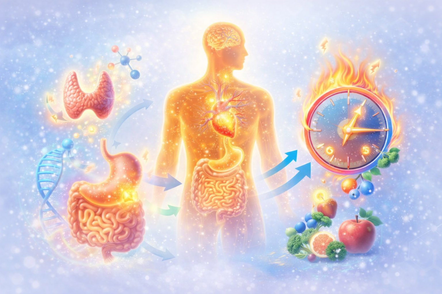 Blood sugar regulation illustration showing glucose metabolism and its impact on energy and overall health