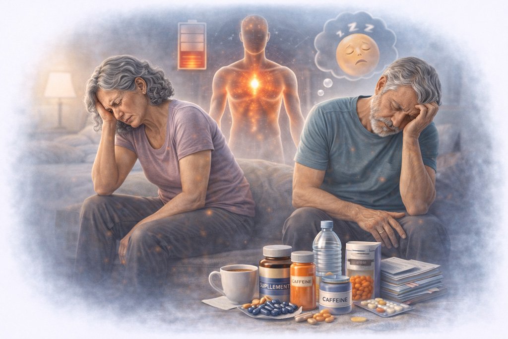 Chronic fatigue symptoms including persistent exhaustion, low energy, and reduced ability to perform daily activities