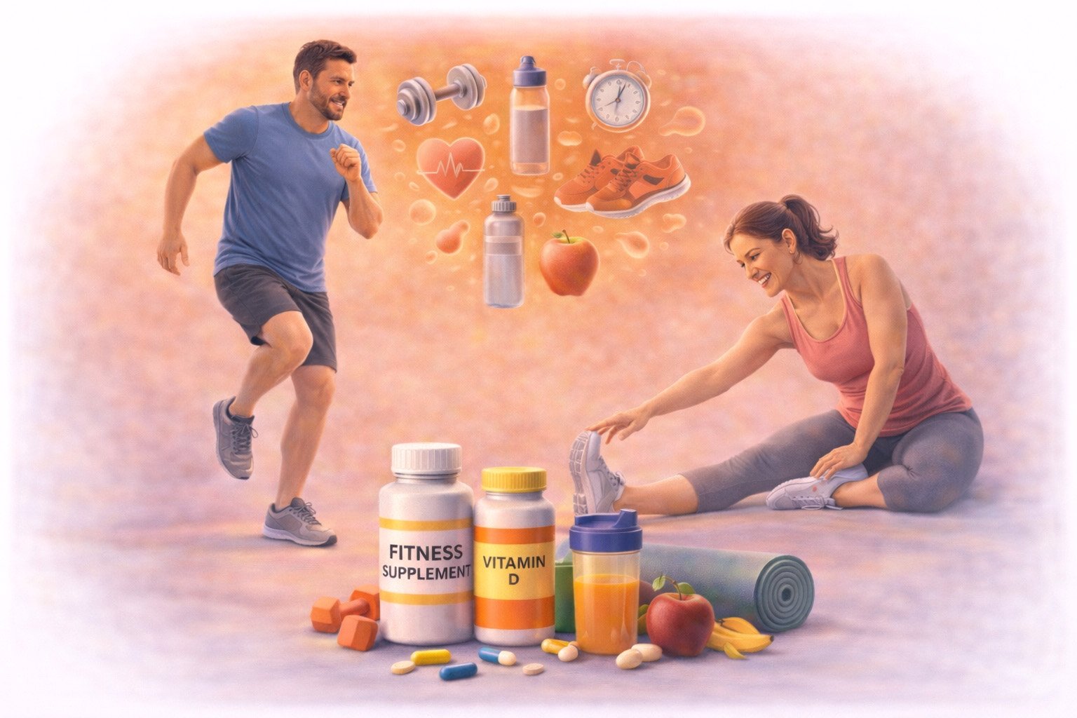 Young adults performing daily exercise routines including running and stretching to support fitness and overall health