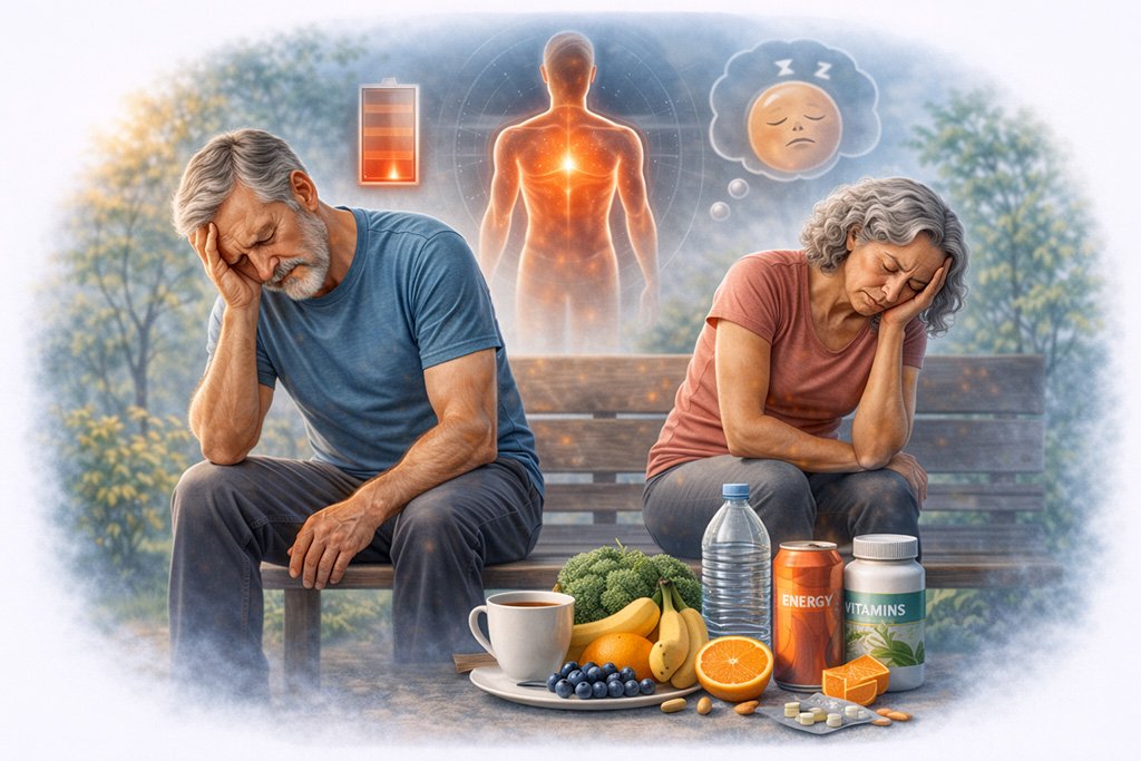 Low energy symptoms including fatigue, tiredness, and reduced stamina affecting daily activities