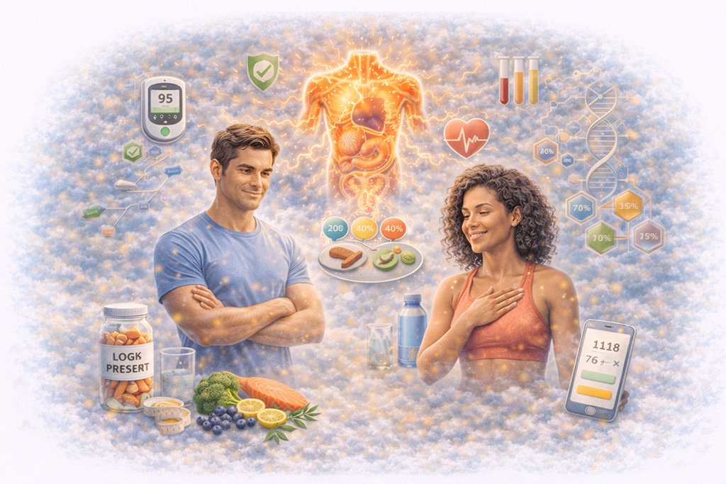 Metabolic health concepts including blood sugar balance, nutrition, and energy regulation