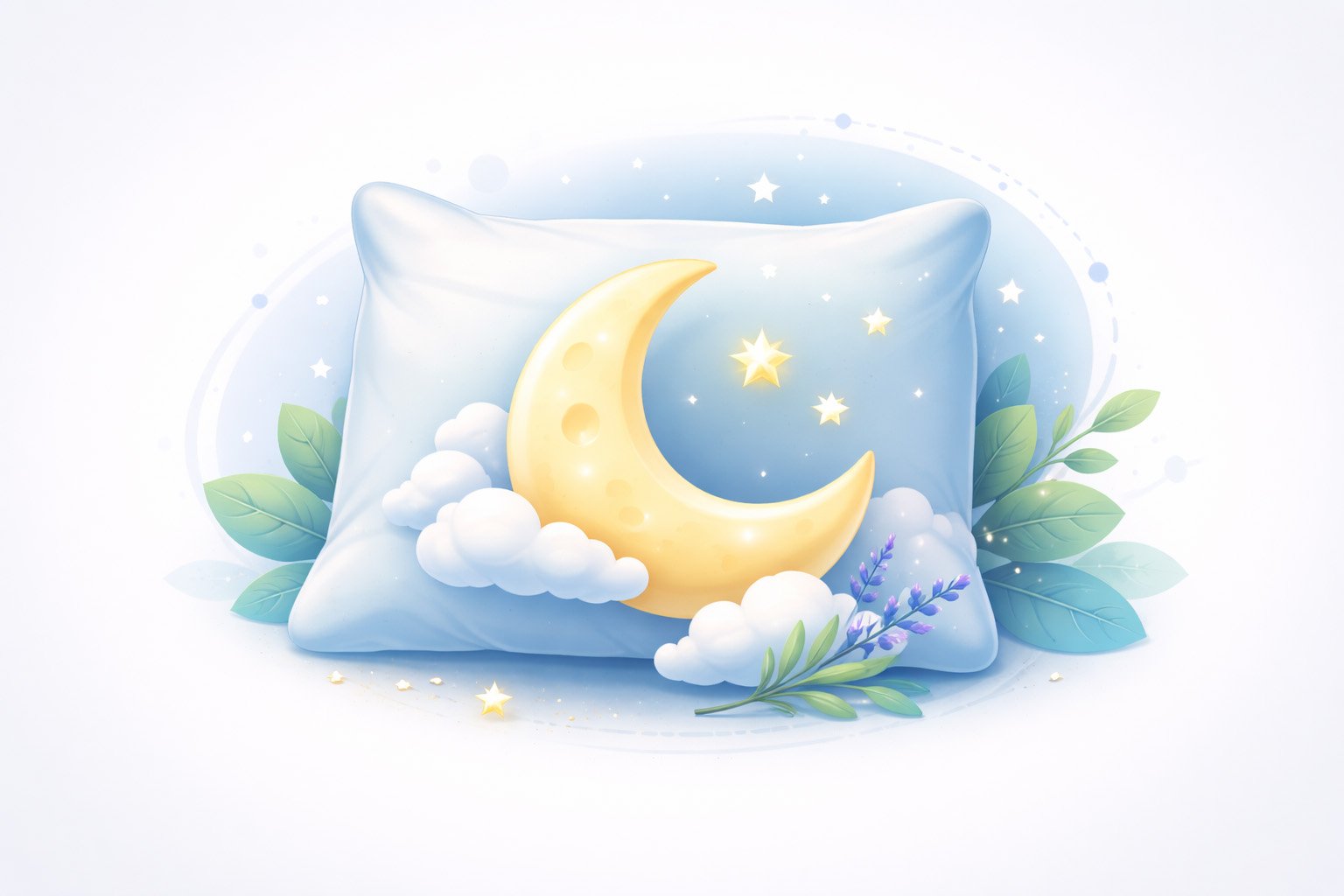 Illustration of a moon and night sky representing healthy sleep, rest, and circadian rhythm balance